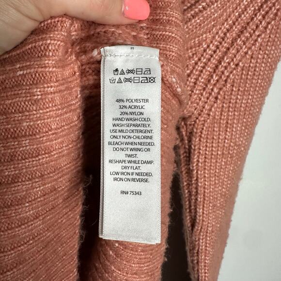 Jessica Simpson Women's Peach 1/4‎ Zip Collared Cropped Sweater Size S - Picture 4 of 5